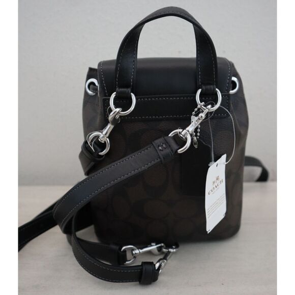 Coach CL458 Silver/Brown Black Signature Canvas Amelia Convertible Backpack - Picture 16 of 16